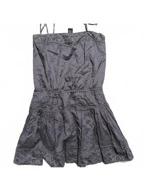 Tara Jarmon For Target Brown Gray Cotton Drop Waist Lace Eyelet Dress Size M